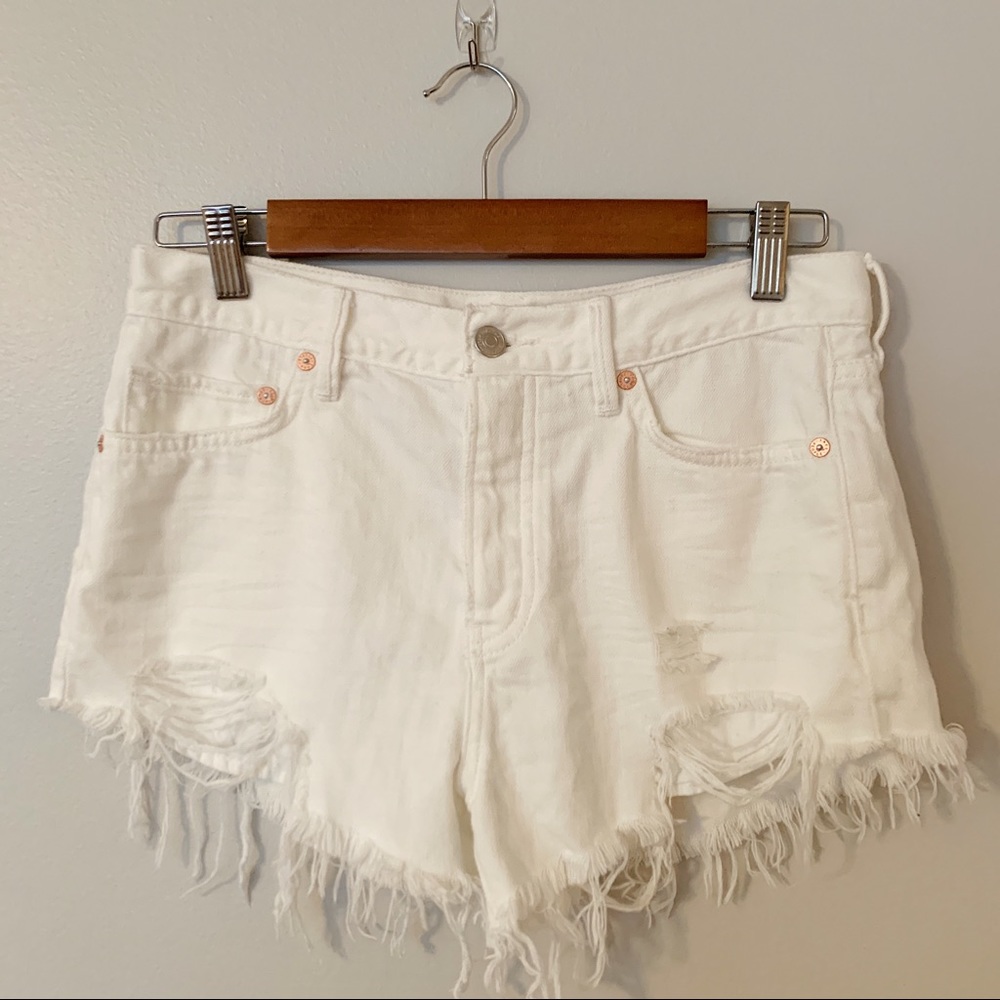 Free People White Denim Cutoff Jean Shorts